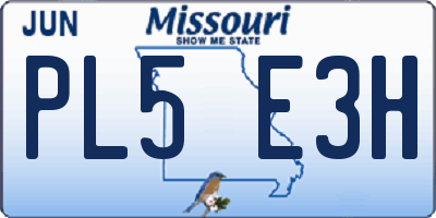 MO license plate PL5E3H