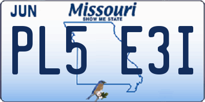 MO license plate PL5E3I