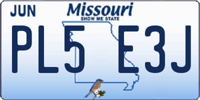 MO license plate PL5E3J