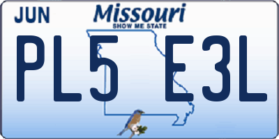 MO license plate PL5E3L