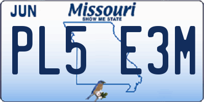MO license plate PL5E3M