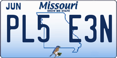 MO license plate PL5E3N