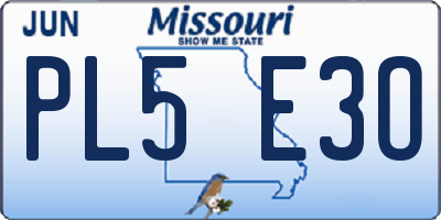 MO license plate PL5E3O