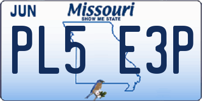 MO license plate PL5E3P