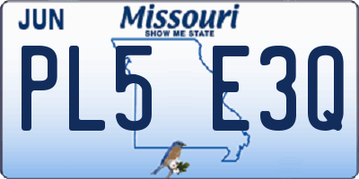MO license plate PL5E3Q