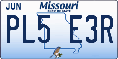 MO license plate PL5E3R