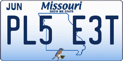 MO license plate PL5E3T