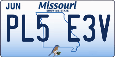 MO license plate PL5E3V