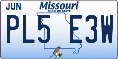 MO license plate PL5E3W