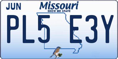 MO license plate PL5E3Y