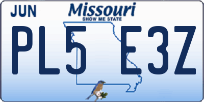 MO license plate PL5E3Z