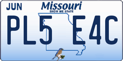 MO license plate PL5E4C