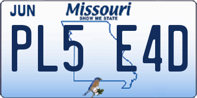MO license plate PL5E4D