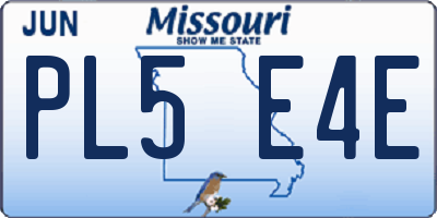 MO license plate PL5E4E