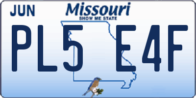 MO license plate PL5E4F