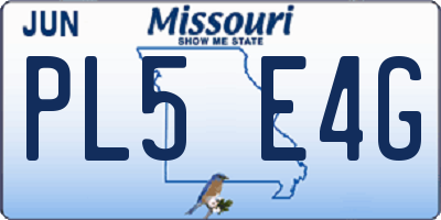 MO license plate PL5E4G