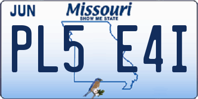 MO license plate PL5E4I
