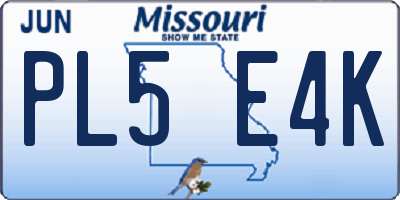 MO license plate PL5E4K