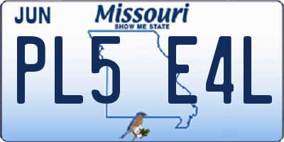 MO license plate PL5E4L