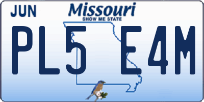 MO license plate PL5E4M