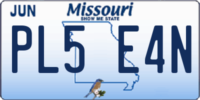 MO license plate PL5E4N