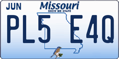 MO license plate PL5E4Q