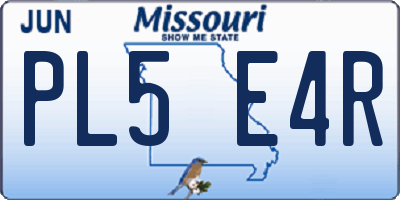 MO license plate PL5E4R
