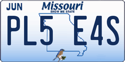 MO license plate PL5E4S
