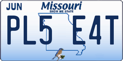 MO license plate PL5E4T