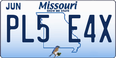 MO license plate PL5E4X
