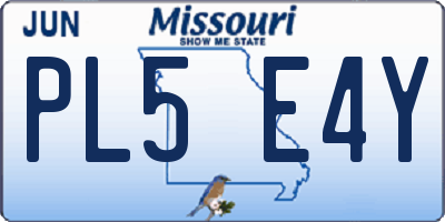 MO license plate PL5E4Y