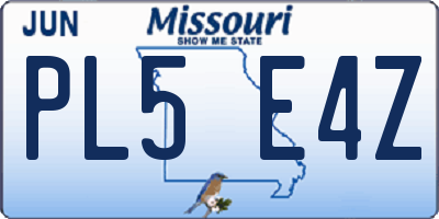 MO license plate PL5E4Z