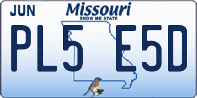 MO license plate PL5E5D