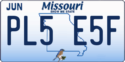 MO license plate PL5E5F