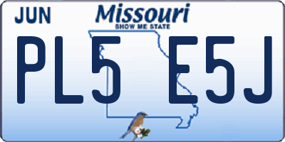 MO license plate PL5E5J