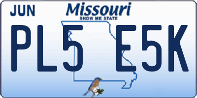 MO license plate PL5E5K