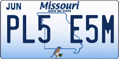 MO license plate PL5E5M