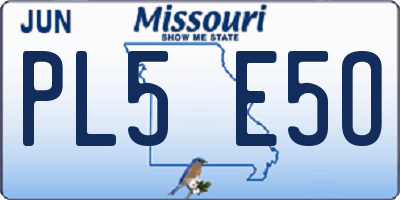 MO license plate PL5E5O