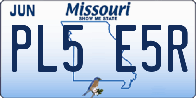 MO license plate PL5E5R