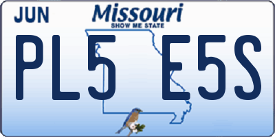 MO license plate PL5E5S