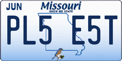 MO license plate PL5E5T