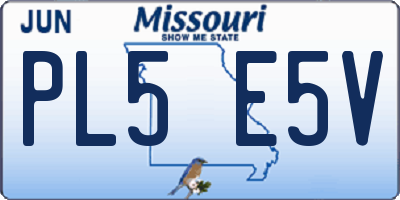 MO license plate PL5E5V