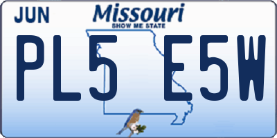 MO license plate PL5E5W