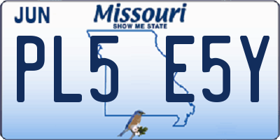 MO license plate PL5E5Y