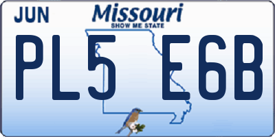 MO license plate PL5E6B