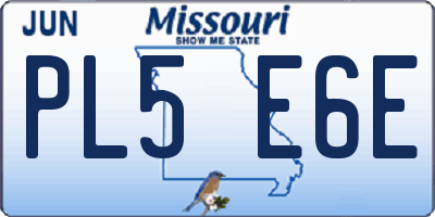 MO license plate PL5E6E