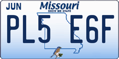 MO license plate PL5E6F