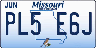 MO license plate PL5E6J