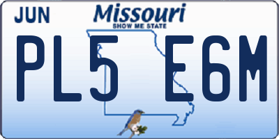 MO license plate PL5E6M