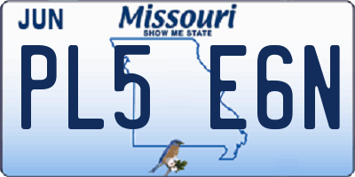 MO license plate PL5E6N